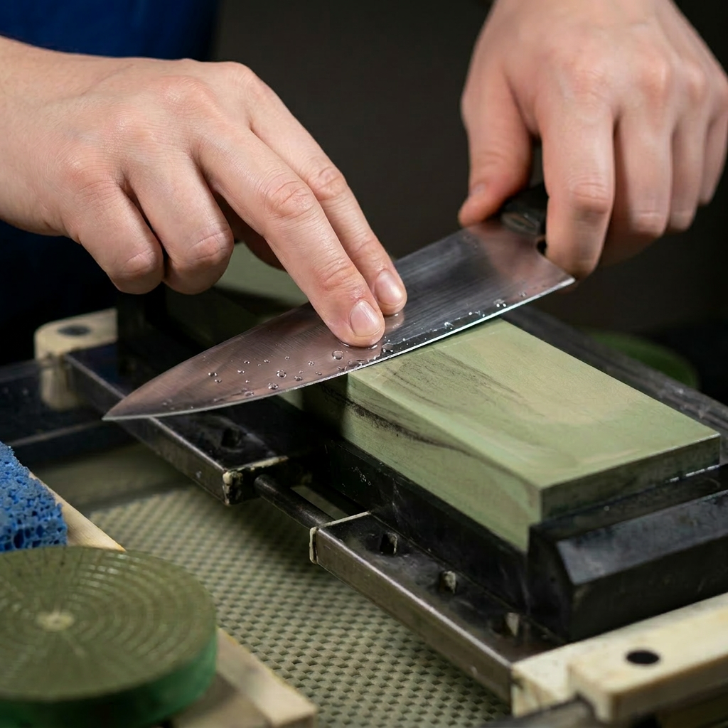 Mes slijpen op slijpsteen